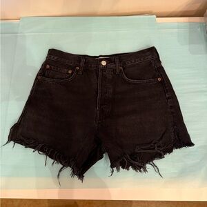 AGOLDE Parker Long Black Denim Shorts